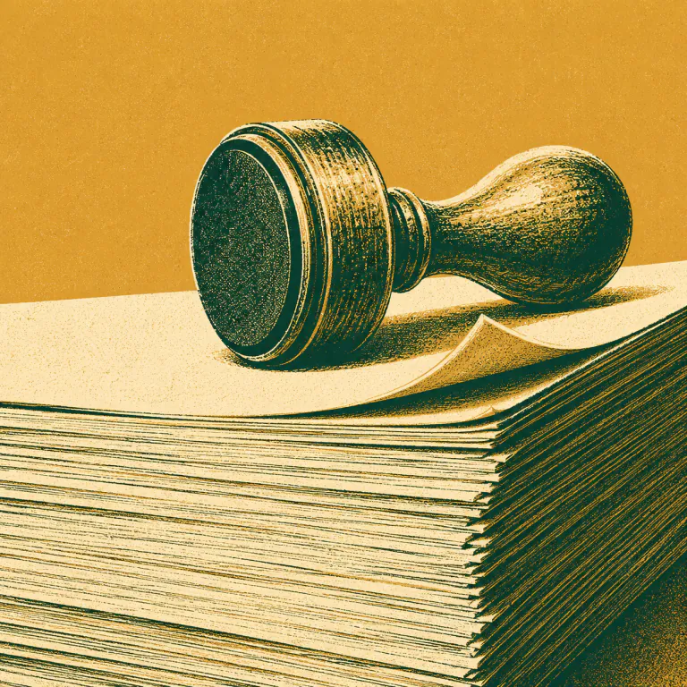 A stack of freshly printed question papers with an official stamp on top