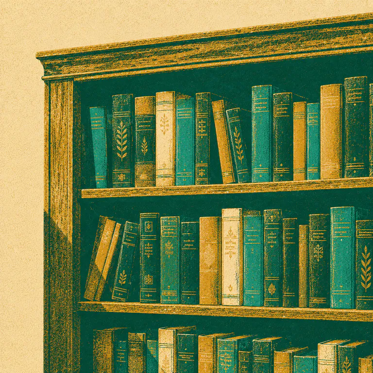 A school library shelf packed with textbooks