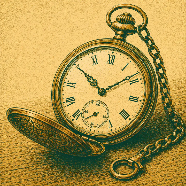 An open pocket watch with its gear train exposed