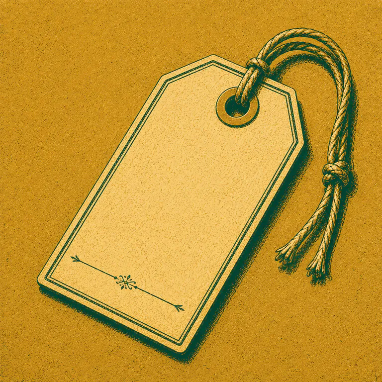 Three blank paper price tags hanging on twine