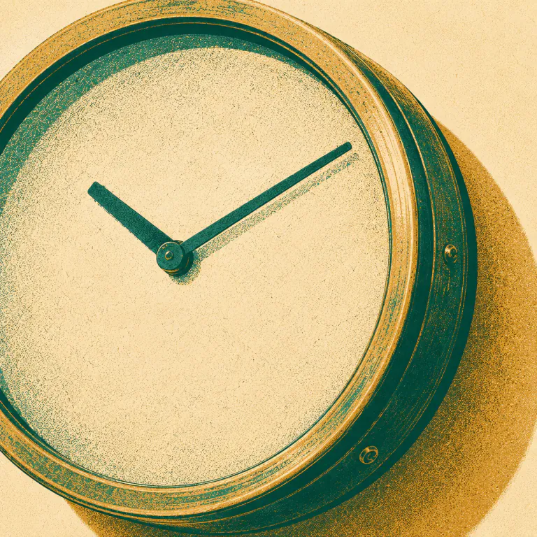 A large round station clock reading mid-morning